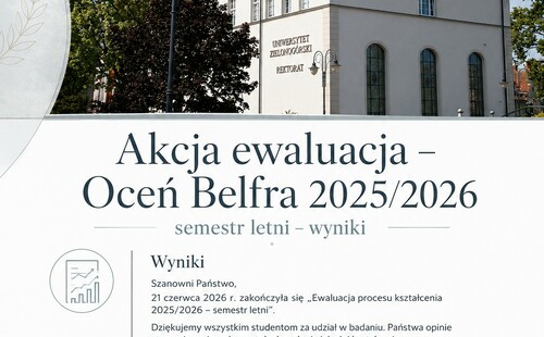 Akcja ewaluacja – Oceń Belfra 2025/2026, semestr letni - wyniki